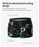 Noxwear - 4/10piece Men's European And American Size Printed Fashionable Underwear Comfortable Plus Size Boxer Shorts Casual Sports Shorts