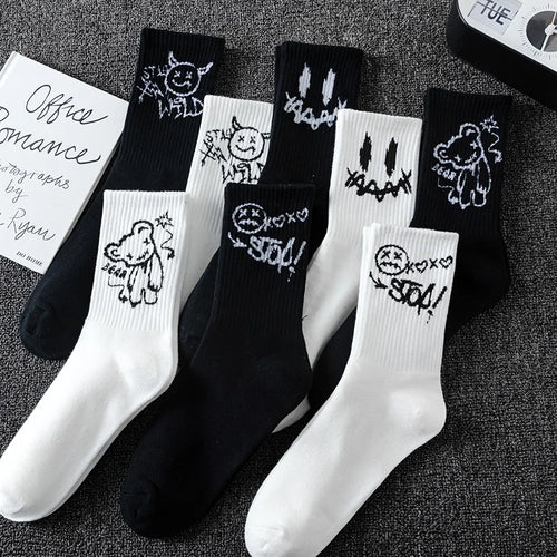 Noxwear - 10 pairs of men's sports socks, casual, breathable, and versatile. Ghost face graffiti personalized socks