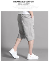 Noxwear - Mens Cargo Shorts Knee Pants Zipper Pocket Summer Cotton Shorts Climbing Jogger Elastic Waist Sports Wear