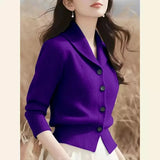 Noxwear 2025 New Spring Autumn Turndown Collar High End Women Knitt Cardigan Sweater Fashion Korean Version Female Knitwear Tops
