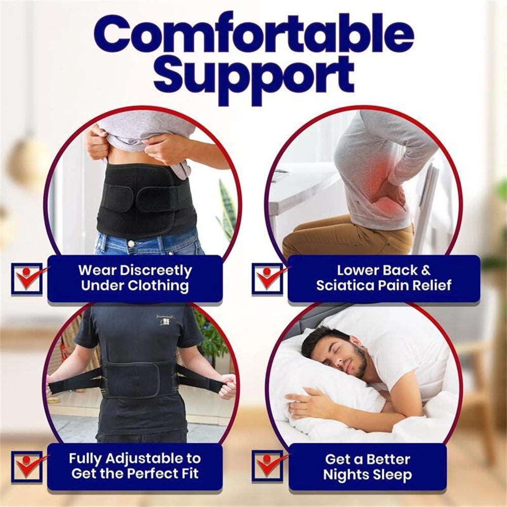 Noxwear - Lower Back Brace with 6 Stays Anti-skid Orthopedic Lumbar Support Breathable Waist Support Belt for Men Women Gym Pain Relief