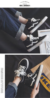 Noxwear - Spring New Shoes for Men Women Canvas Casual Shoes High Tops Flat Skateboard Vulcanized Shoes Lovers Cool Lace-up Sneaker