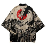 Noxwear-Summer Japanese Style Anime Dragon Print Cosplay Haori Yukata Top Adult Traditional Samurai Loose Kimono Cardigan for Men Women