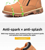 Noxwear - Steel toe cap boots waterproof non-slip work shoes for men women anti smash anti puncture leather construction site safety shoes