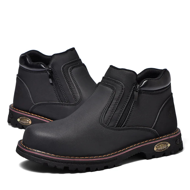 Noxwear - Steel toe cap boots waterproof non-slip work shoes for men women anti smash anti puncture leather construction site safety shoes