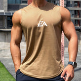Noxwear - Summer New Trend Men's Pullover Round Neck Mesh Bottom Shirt Sports Fitness Swimming Running Shirt Sleeveless Vest Quick  Dry