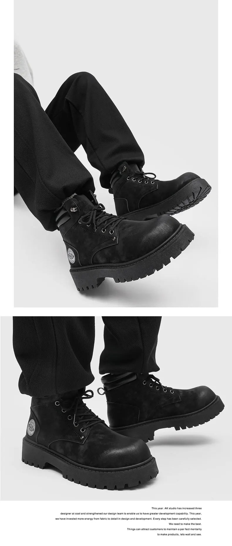 Noxwear - Handmade Men Boots Ankle Winter Leather Shoes Autumn Outdoor Hiking Boots Sneakers Hombres Botas High Top Footwear Anti Slip