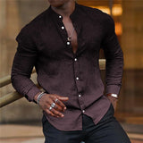 Noxwear - 2024 New Gray Shirt  Casual Hawaiian Shirt  Collar Long Sleeve  Sleeve Shirt Fashion Trend Tops Club Party Beach Street Shirt