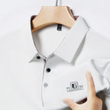 Noxwear - New Men's Business Casual Short Sleeved Shirt with Badge Solid Color Polo Shirt Fashionable Breathable Comfortable Versatile Top