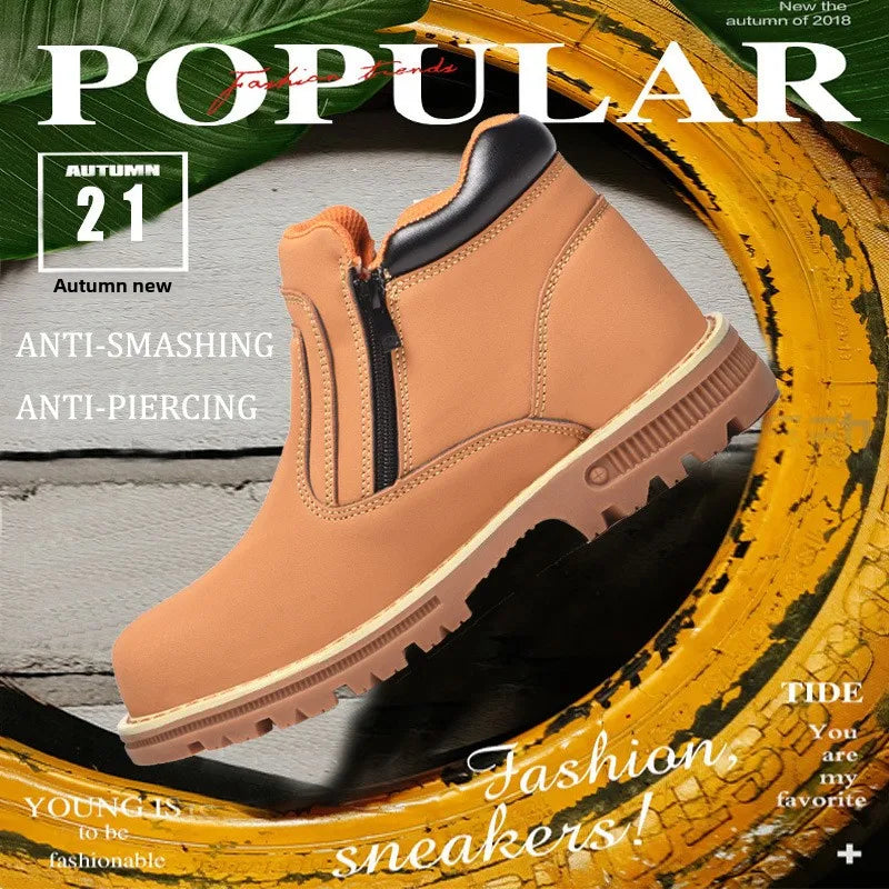 Noxwear - Steel toe cap boots waterproof non-slip work shoes for men women anti smash anti puncture leather construction site safety shoes