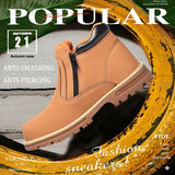 Noxwear - Steel toe cap boots waterproof non-slip work shoes for men women anti smash anti puncture leather construction site safety shoes