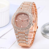 Noxwear - Luxury Full Diamond Men's Stainless Steel Watches Male Sports Quartz Wristwatch with Calendar