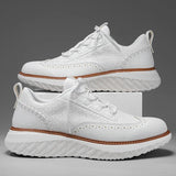 Noxwear - New Shoes for Men Leather Casual Shoes Fashion Breathable Brogues Sport Shoes Street Cool Chunky Sneakers