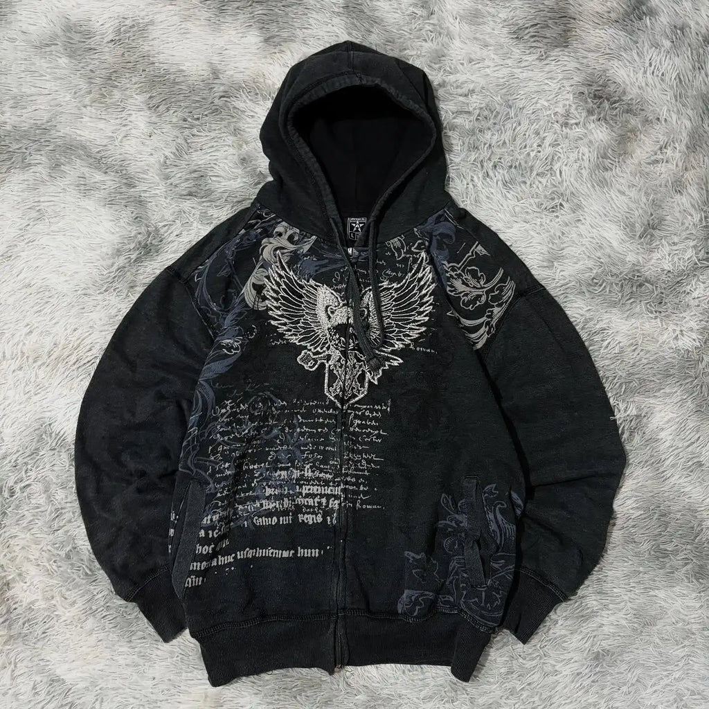 Noxwear Anime Hoodies in black featuring distressed bleached chest design with bold contrast pattern for oversized streetwear style.