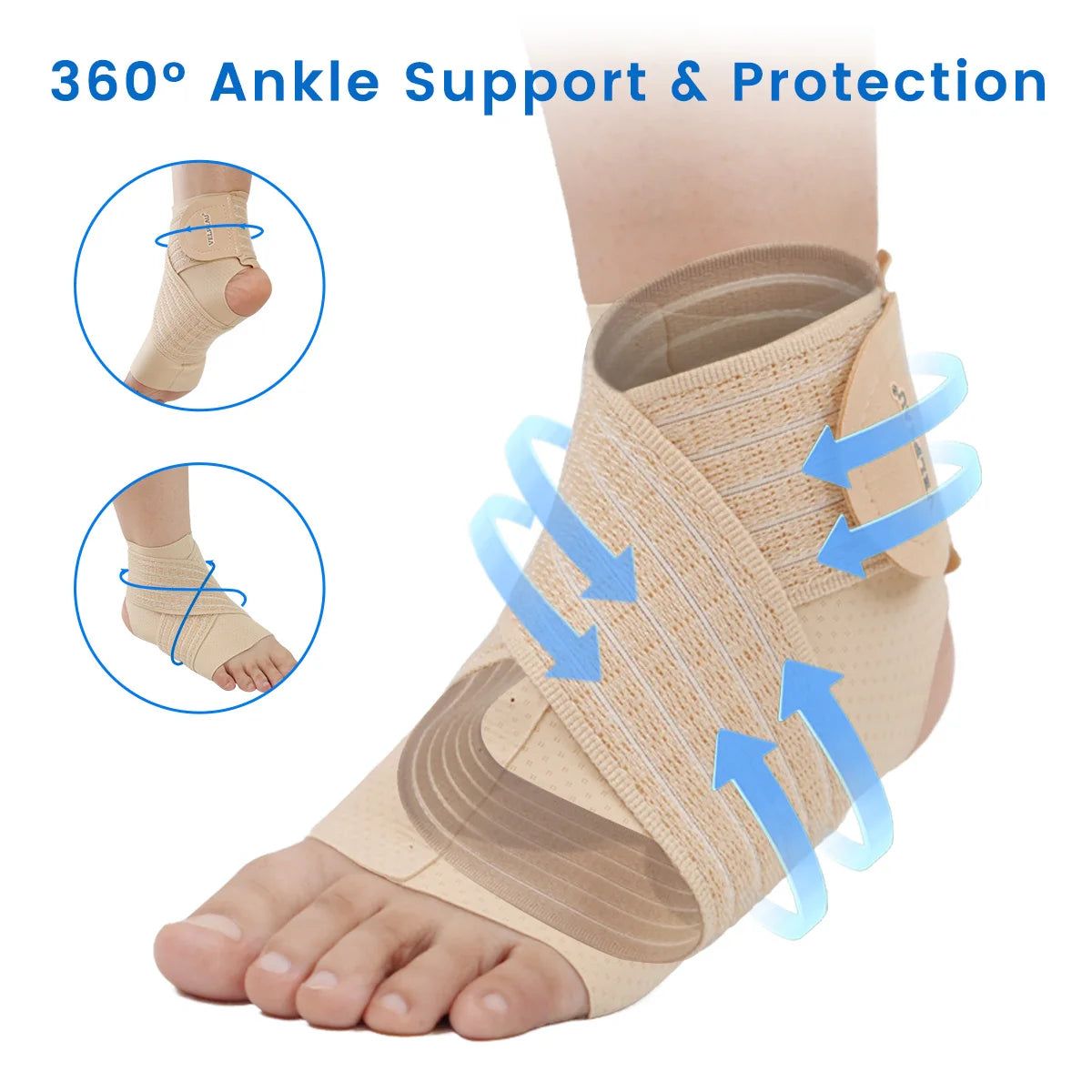 Noxwear - VELPEAU Ankle Compression Sleeve for Achilles Tendinitis and Plantar Fasciitis, Adjustable Ankle Support Universal for Both Feet