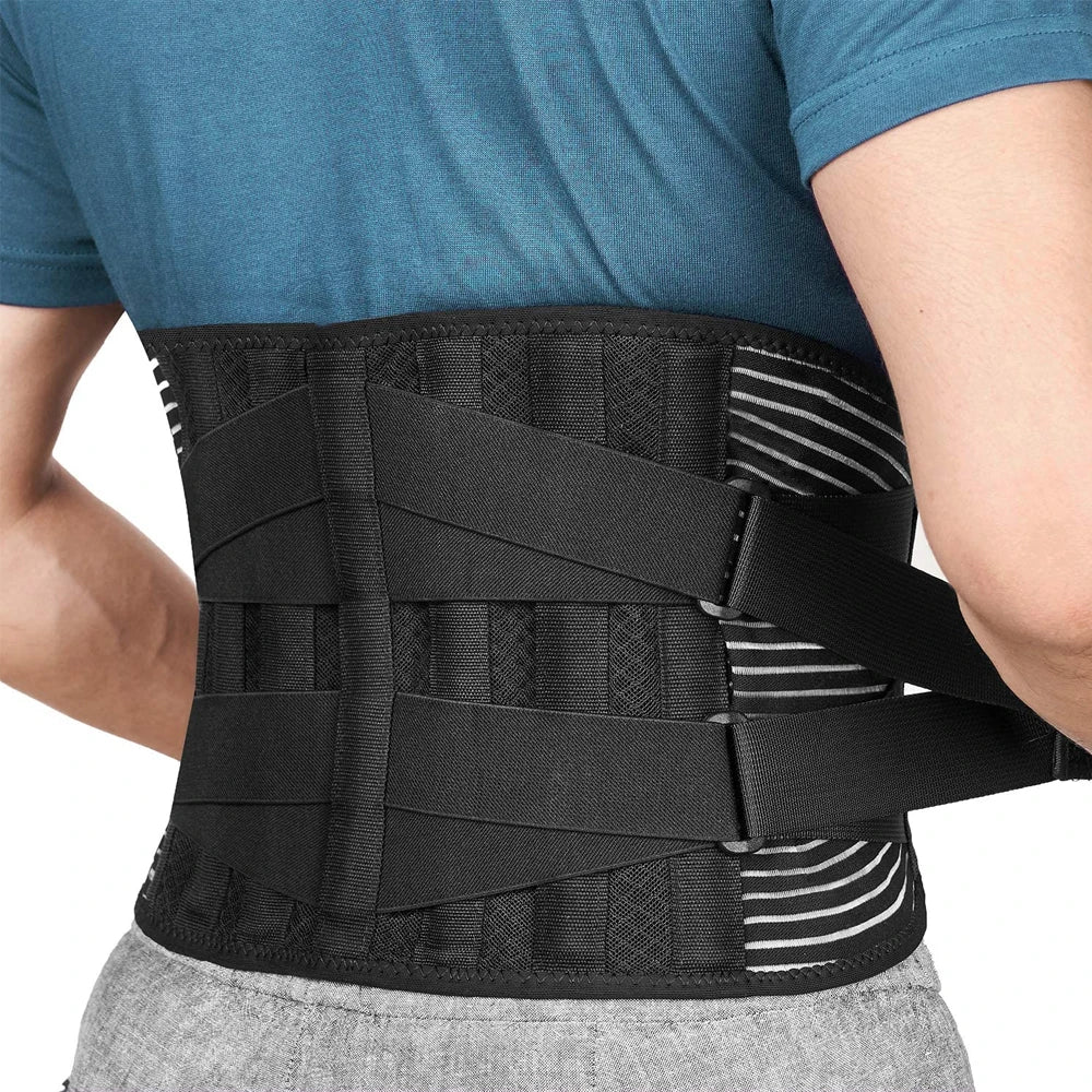 Noxwear - Lower Back Brace with 6 Stays Anti-skid Orthopedic Lumbar Support Breathable Waist Support Belt for Men Women Gym Pain Relief