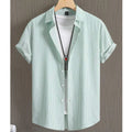 Noxwear - Hawaiian Shirts For Men 3d Stripe Print High-Quality Men'S Clothing Loose Oversized Shirts And Blooms Summer Casual Short Sleeve