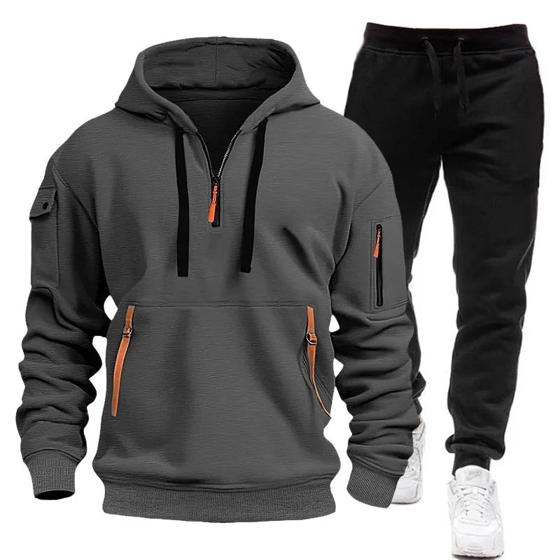 Noxwear-Sweatshirt set for autumn and winter outdoor sports and fitness trend hooded sweatshirt casual pants set
