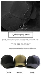 Noxwear-Brand Oohmy Baseball Hat for Men and Women, Quick Dry Hard Top, High Crown, Sports Hip Hop Caps, Big Head, Outdoor,