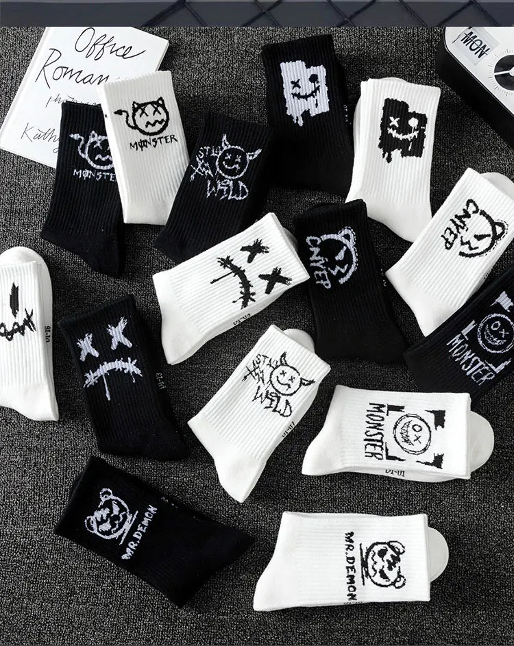 Noxwear - 10 pairs of men's sports socks, casual, breathable, and versatile. Ghost face graffiti personalized socks