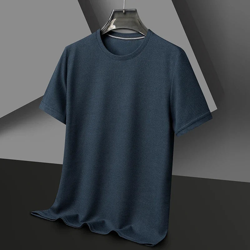 Noxwear - New Summer Waffle Round Neck Short Sleeved T-shirt for Men's Short Sleeved Top