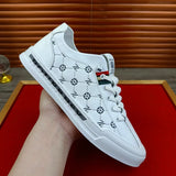 Noxwear - European New Shoes for Men Genuine Leather Casual Shoes Trend Print Flats Skateboard Shoes Youth Street Sneakers