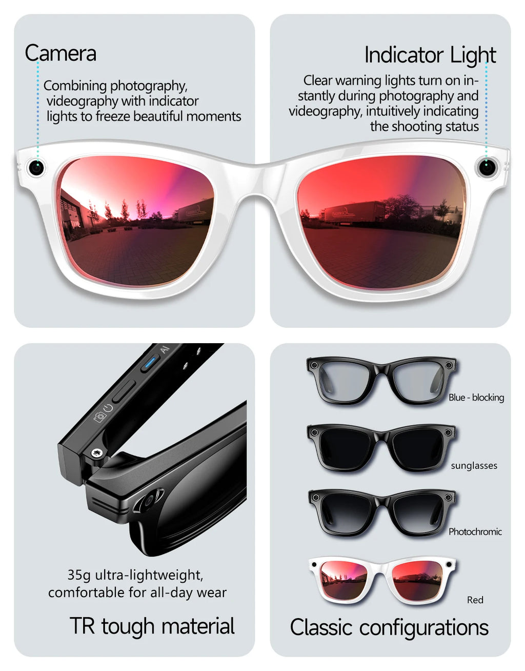 Noxwear - New 800W Camera AI Glasses Men Color-Changing Smart Translation Glasses Photo Video Recording Waterproof Call Smart Sunglasses