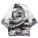 Noxwear-Summer Japanese Style Anime Dragon Print Cosplay Haori Yukata Top Adult Traditional Samurai Loose Kimono Cardigan for Men Women