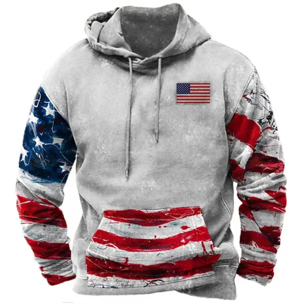 Noxwear - Fashion US Flag Print Hoodies For Men Hip Hop Trend Harajuku Vintage Clothes Spring and Autumn New in Sweatshirts Oversized Tops
