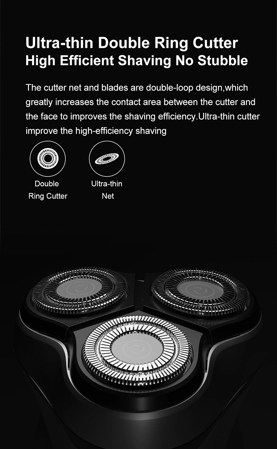 Noxwear - ENCHEN Blackstone Electrical Rotary Shaver for Men 3D Floating Blade Washable Type-C USB Rechargeable Shaving Beard Machine