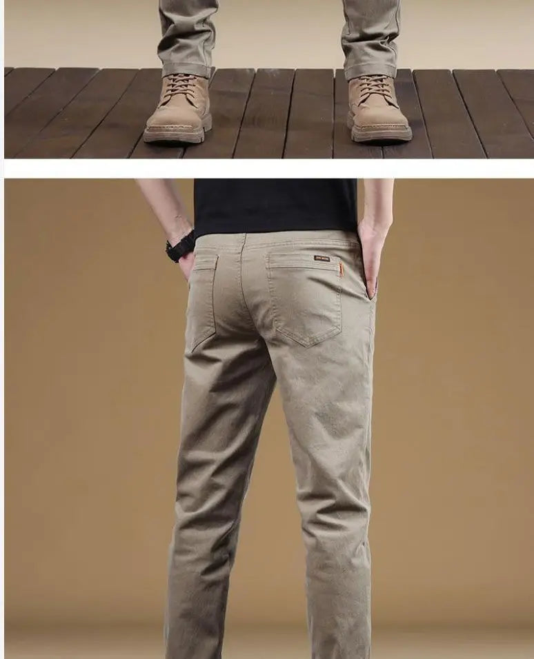 Noxwear - 2025 Summer Thin Cotton Men's Casual Pants Trendy Versatile Elastic Light Business Trousers Work Formal Slim Straight Pants
