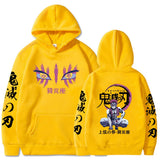 Noxwear-Japanese Anime Demon Slayer Hoodies for Men Akaza Manga Graphic Streetwear Pullover Hoody Long Sleeve Fleece Hooded Sweatshirt