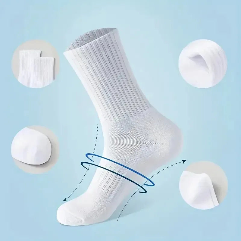 Noxwear - 5/10/20 Pairs Neutral Solid Color Round Neck Socks Spring Autumn Sweat Absorbing Breathable Comfortable All-season Sports Socks