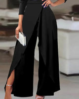 Noxwear 2025 Spring Jumpsuits for Women Plain Elegant Office Lady Loose Ruched One Shoulder Split Hem Wide Leg Jumpsuit