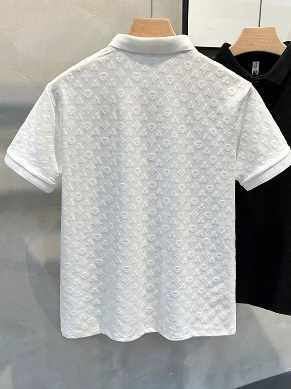Noxwear - Summer New Men's Lop-up Hollow Short-sleeved Polo Tee Shirt Ice Silk Breathable Business Fashion T-Shirt Male Brand Clothes
