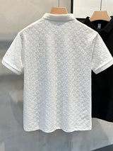 Noxwear - Summer New Men's Lop-up Hollow Short-sleeved Polo Tee Shirt Ice Silk Breathable Business Fashion T-Shirt Male Brand Clothes