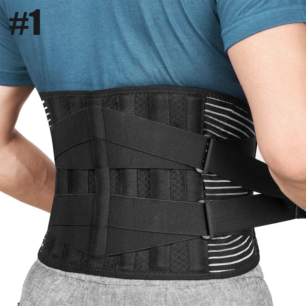 Noxwear - Lower Back Brace with 6 Stays Anti-skid Orthopedic Lumbar Support Breathable Waist Support Belt for Men Women Gym Pain Relief