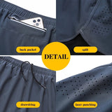 Noxwear - Men's Running Shorts Quick-drying Fitness Black Double Layer Shorts Men New Sport Workout Training Bodybuilding Short Pants
