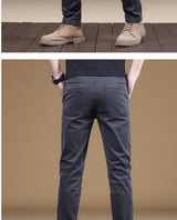 Noxwear - 2025 Summer Thin Cotton Men's Casual Pants Trendy Versatile Elastic Light Business Trousers Work Formal Slim Straight Pants