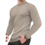 Noxwear - Men's coat fashion small check Waffle youth round neck jacquard check hoodie