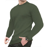 Noxwear - Men's coat fashion small check Waffle youth round neck jacquard check hoodie