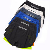 Noxwear - Men's Running Shorts Quick-drying Fitness Black Double Layer Shorts Men New Sport Workout Training Bodybuilding Short Pants