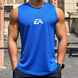 Noxwear - Summer New Trend Men's Pullover Round Neck Mesh Bottom Shirt Sports Fitness Swimming Running Shirt Sleeveless Vest Quick  Dry