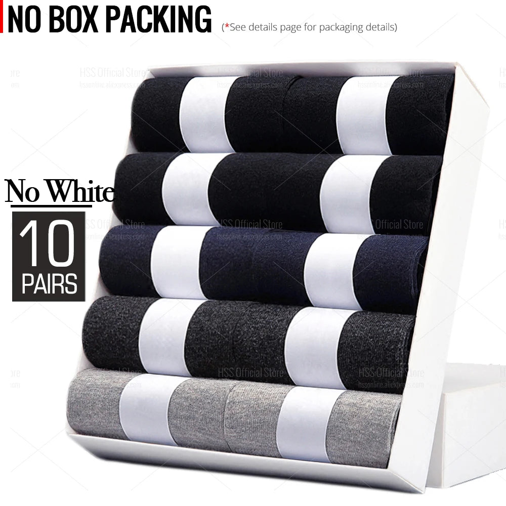 Noxwear - HSS 5/10 Pairs Men's Cotton Blend Socks Black Business Men Socks Soft Breathable Summer Winter for Male Socks Plus Size (6.5-14)