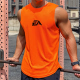 Noxwear - Summer New Trend Men's Pullover Round Neck Mesh Bottom Shirt Sports Fitness Swimming Running Shirt Sleeveless Vest Quick  Dry