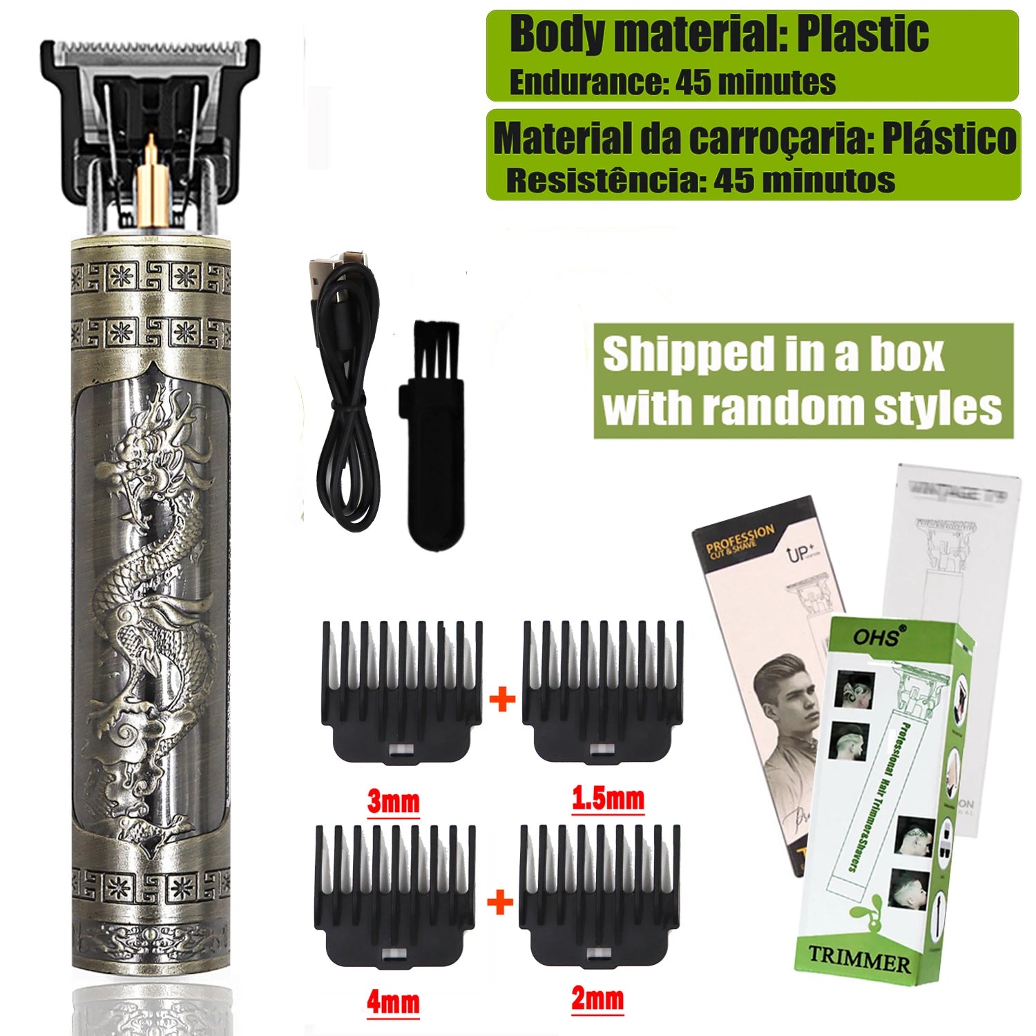 Noxwear - T9 Hair Clipper Repair Beard Shaving Body Hair Trimmer Clippers Electric Machine Men Haircut Machine 0mm Barber Shaver