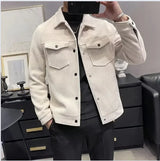 Noxwear - Winter Fashion Jacket Men's Lapel Autumn and Winter New Corduroy Jacket  Retro Slim Fitting Jacket for
