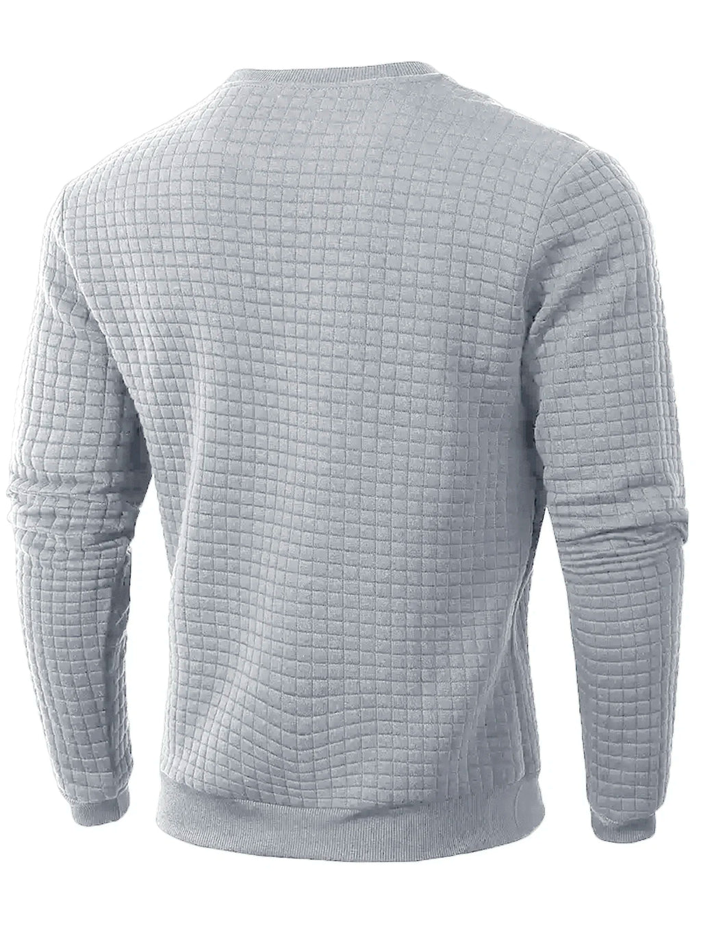 Noxwear - Autumn Men's Crew Neck Pullover Solid Color Casual Jacquard Check Sweatshirt Long Sleeve Warm Slim Sweaters Knitted Streetwear