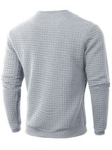 Noxwear - Autumn Men's Crew Neck Pullover Solid Color Casual Jacquard Check Sweatshirt Long Sleeve Warm Slim Sweaters Knitted Streetwear