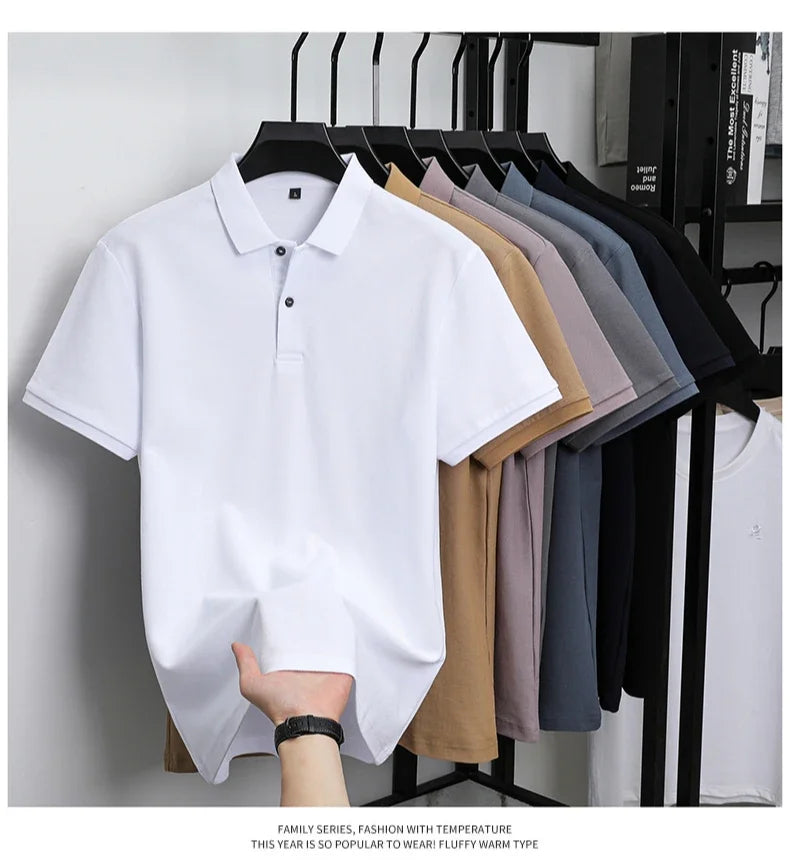 Noxwear - Men's 100% Cotton Polo Shirt - Summer Casual Breathable Tee,19 Colors,Ideal for Golf and Sports,Business Casual,Silk-Like Finish